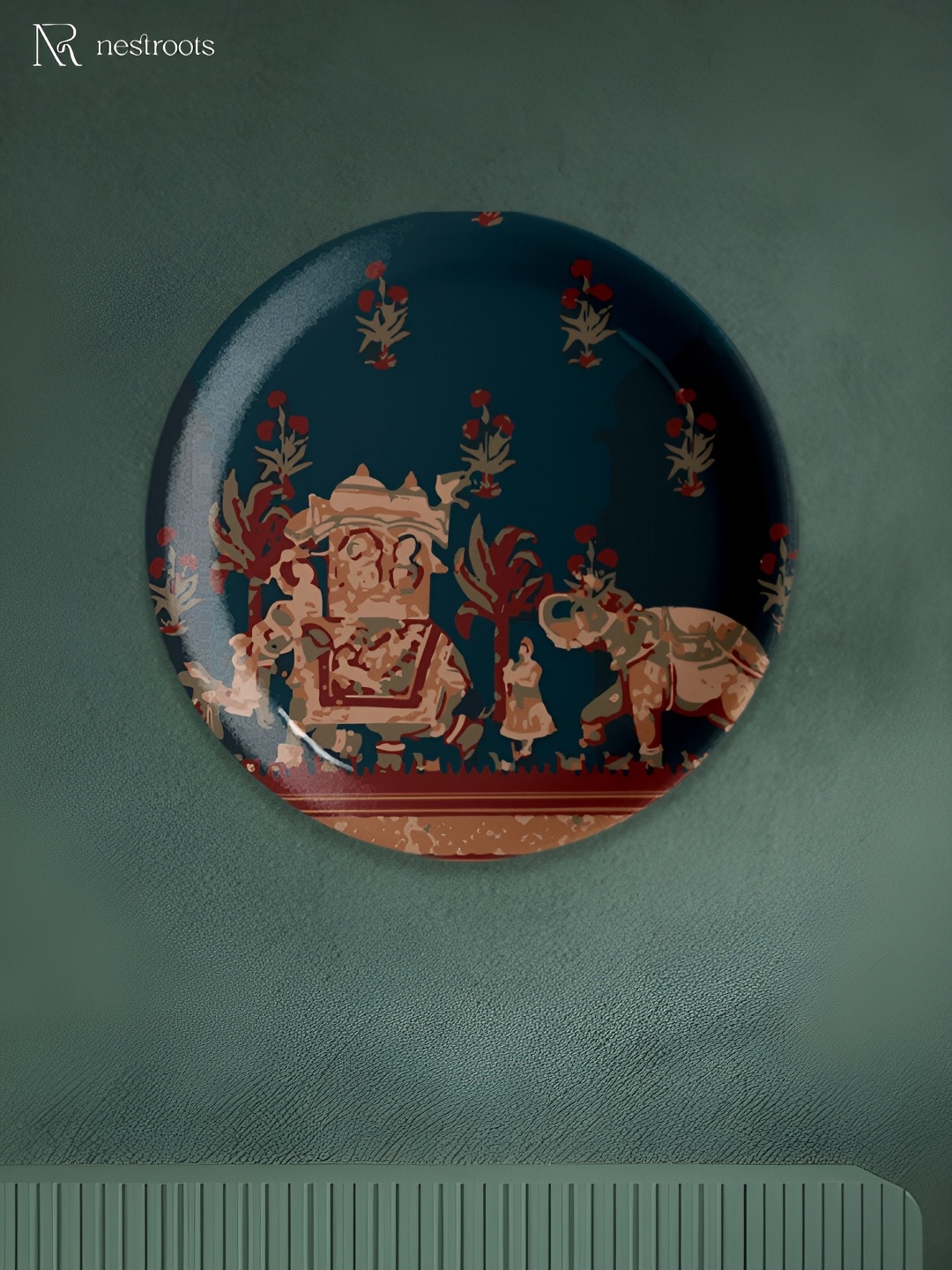 

nestroots Green & Red Traditional Printed Ceramic Wall Plates