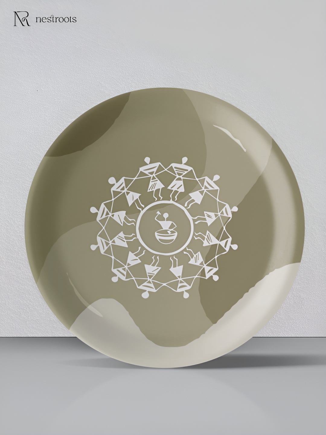 

nestroots Green & White Printed Ceramic Wall Plates