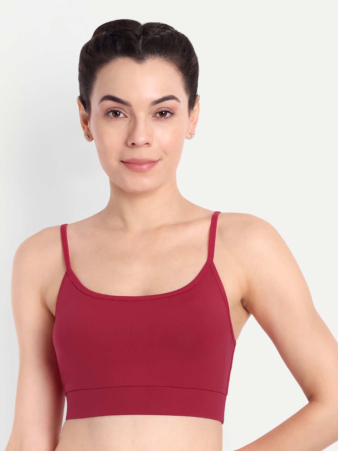 

So What Medium Coverage Lightly Padded Workout Bra-Moisture Wicking, Red