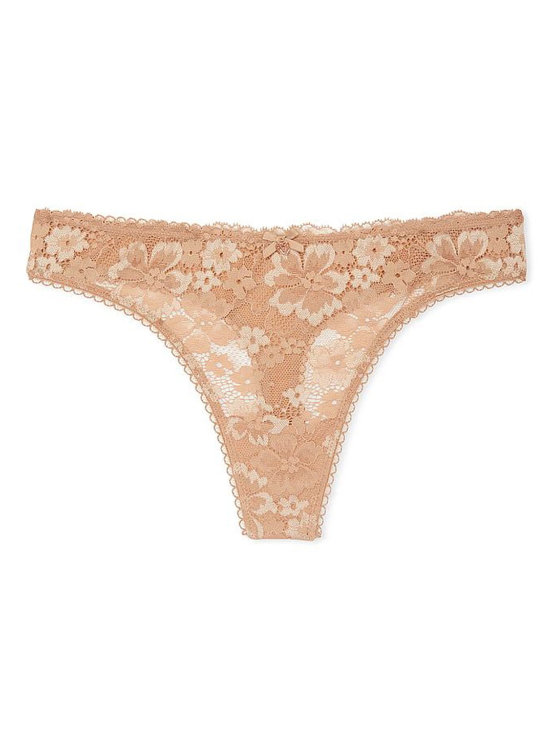 

Victoria's Secret Lace-Front Thong Briefs- 1122064765H8, Beige