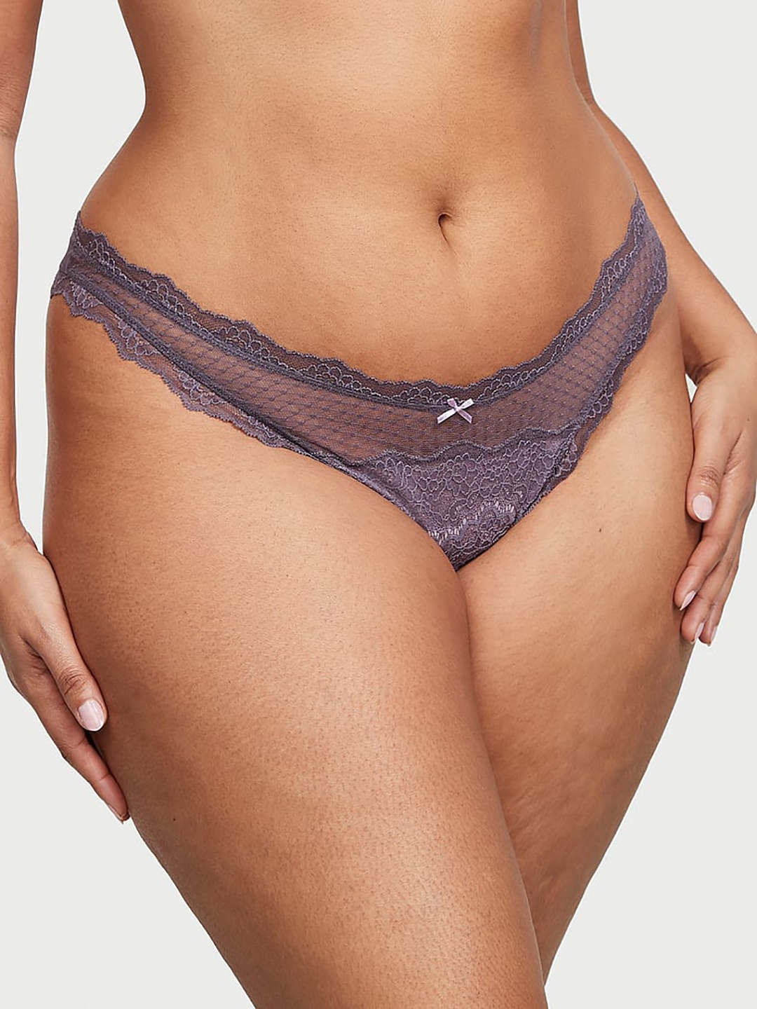 

Victoria's Secret Low-Rise Lace Bikini Briefs 1123764265MK, Grey