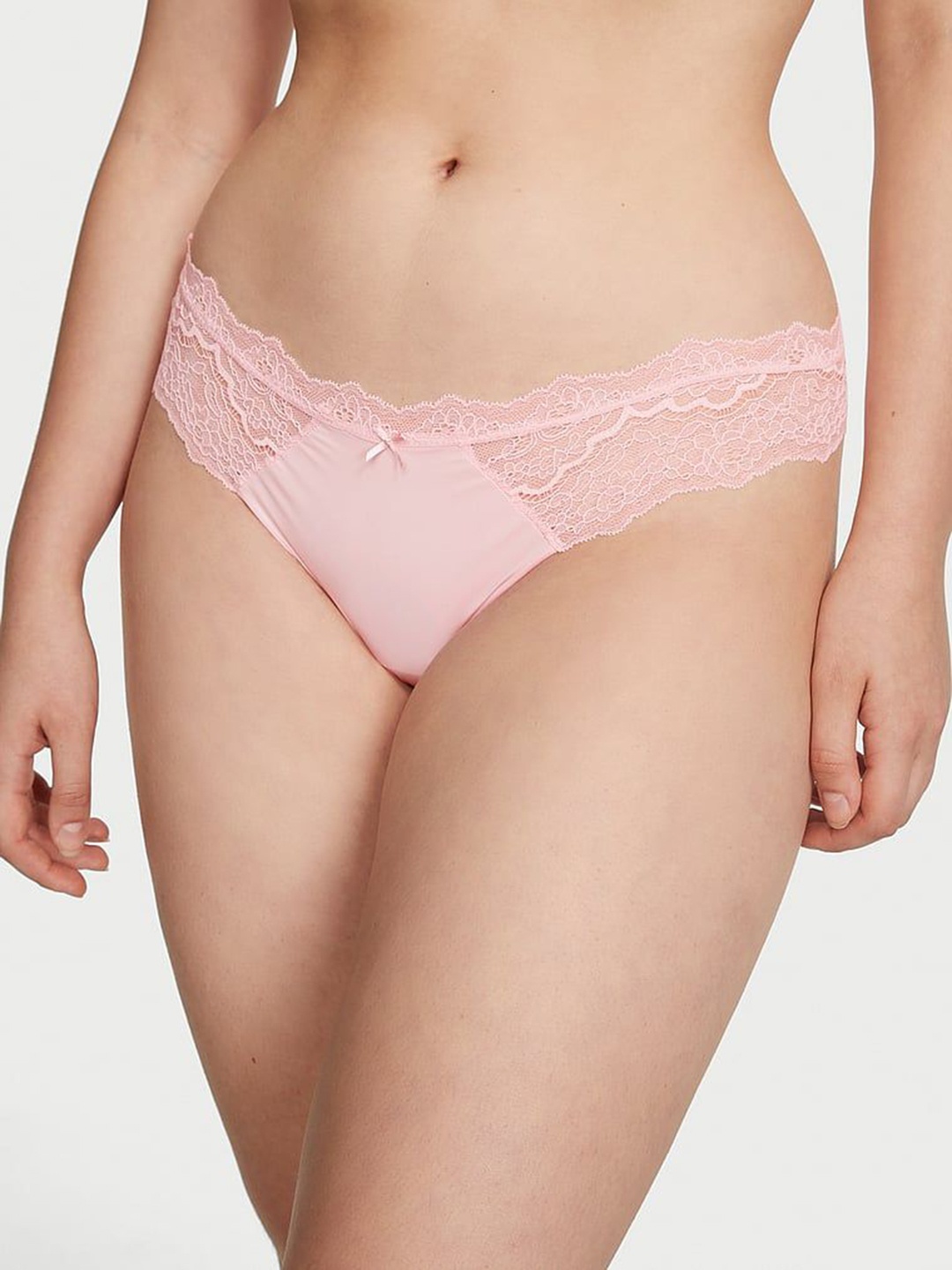 

Victoria's Secret Lace Trim Thong Panty Briefs, Pink