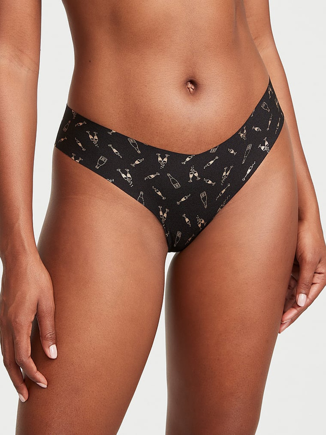 

Victoria's Secret Printed Thongs Briefs 1121424660CI, Black