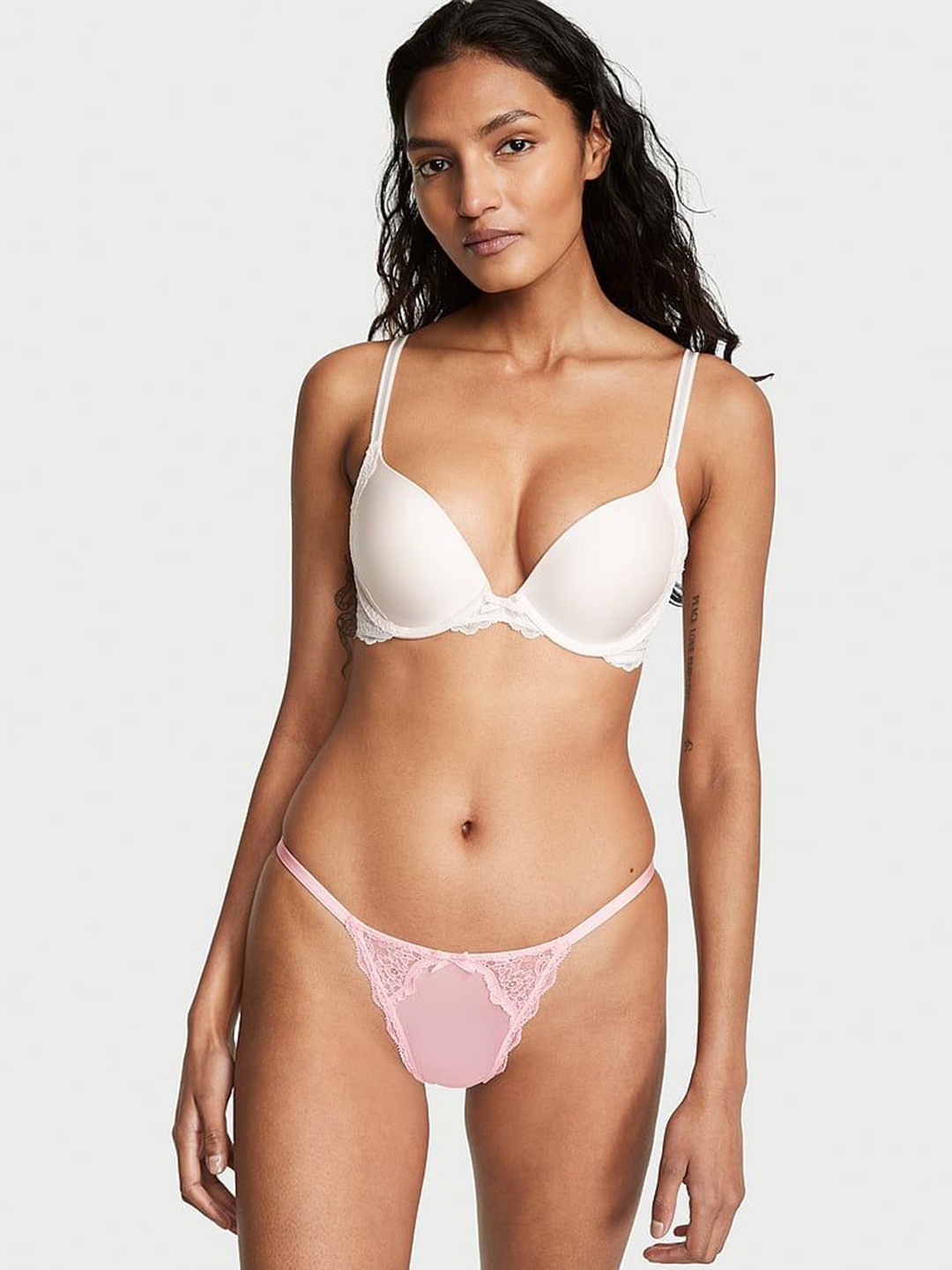 

Victoria's Secret Self Design Lace Thongs Brief-112101833MQ4, Pink