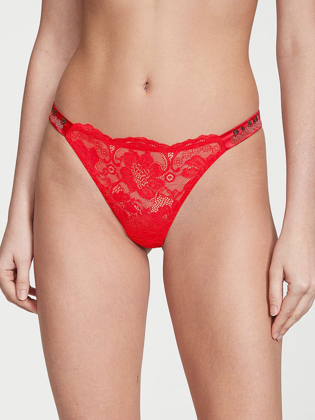 

Victoria's Secret Lace Thong Brief 1121407169BO, Red