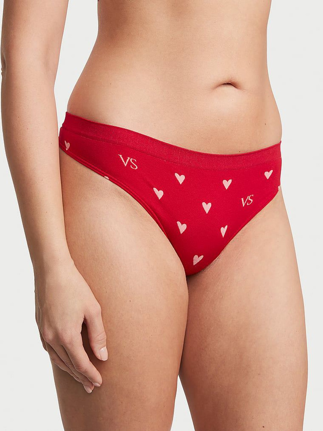 

Victoria's Secret Printed Seamless Thong Brief-1123900869HU, Red