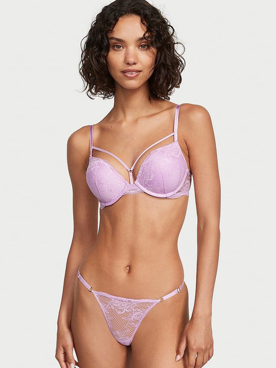 

Victoria's Secret Laced Low-Rise Thong Briefs - 112142810G87, Purple
