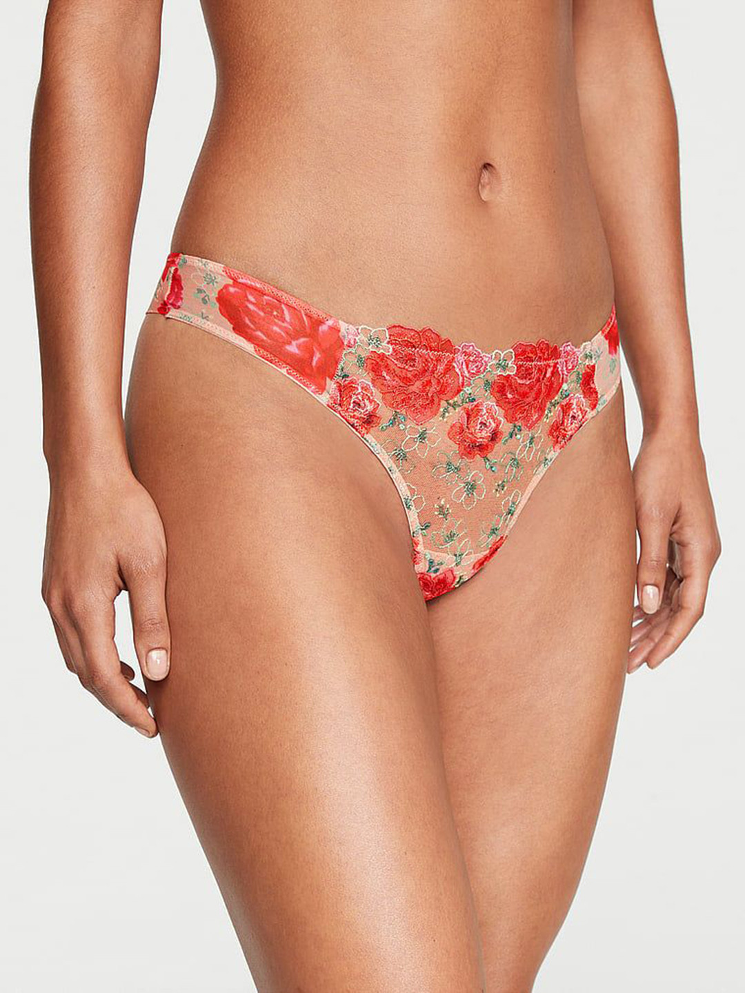 

Victoria's Embroidery Low Rise Thongs Briefs 112326395FXW, Beige