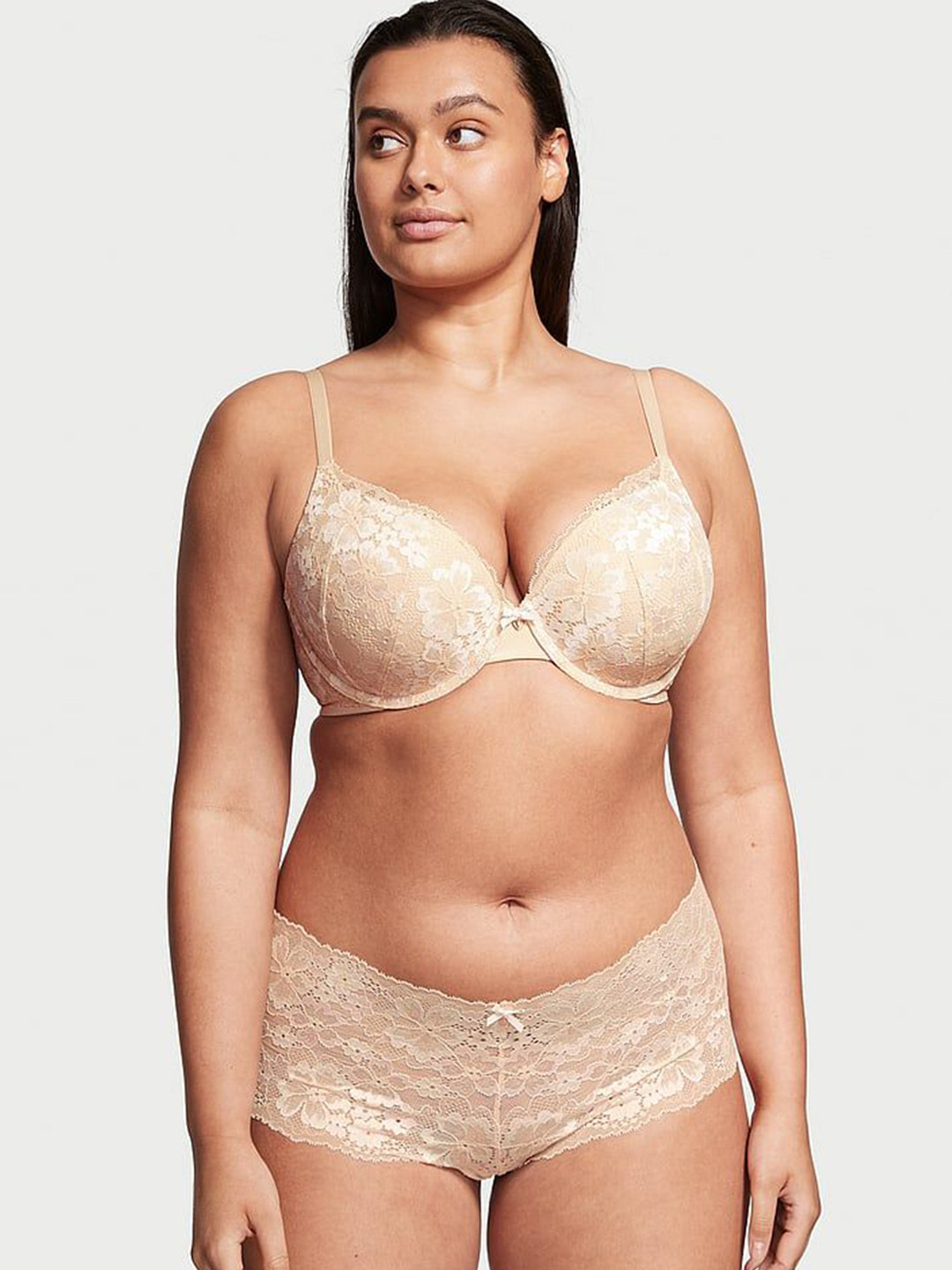 

Victoria's Secret Lace Low-Rise Boy Shorts Brief - 111792424YLO, Beige