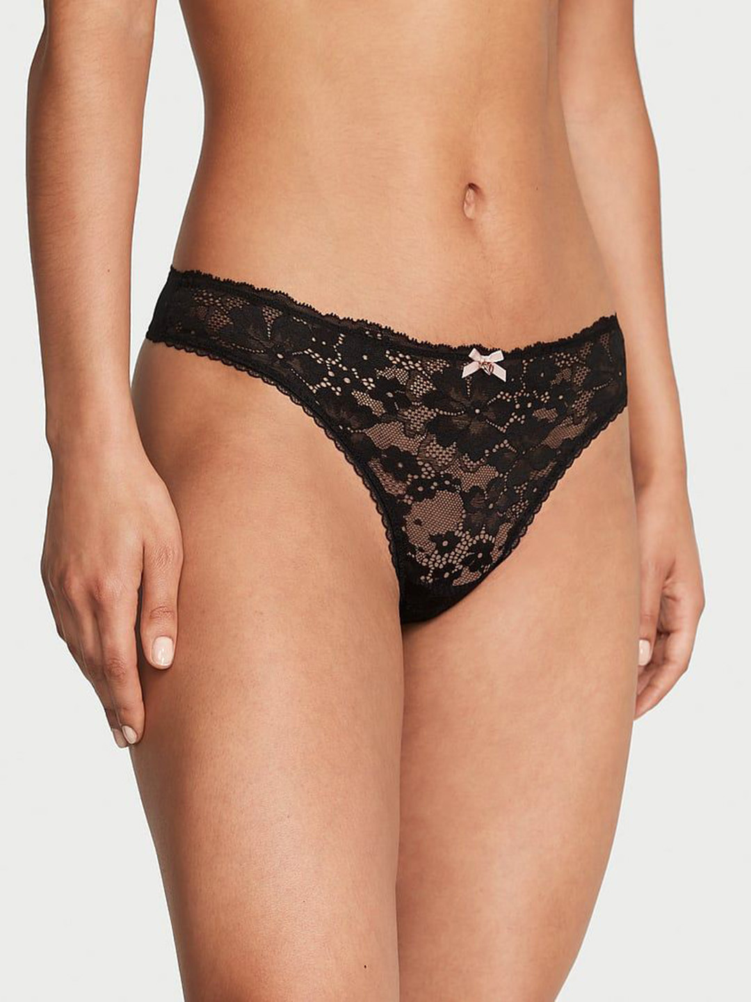 

Victoria's Secret Lace Thong Briefs-1122064754A2, Black