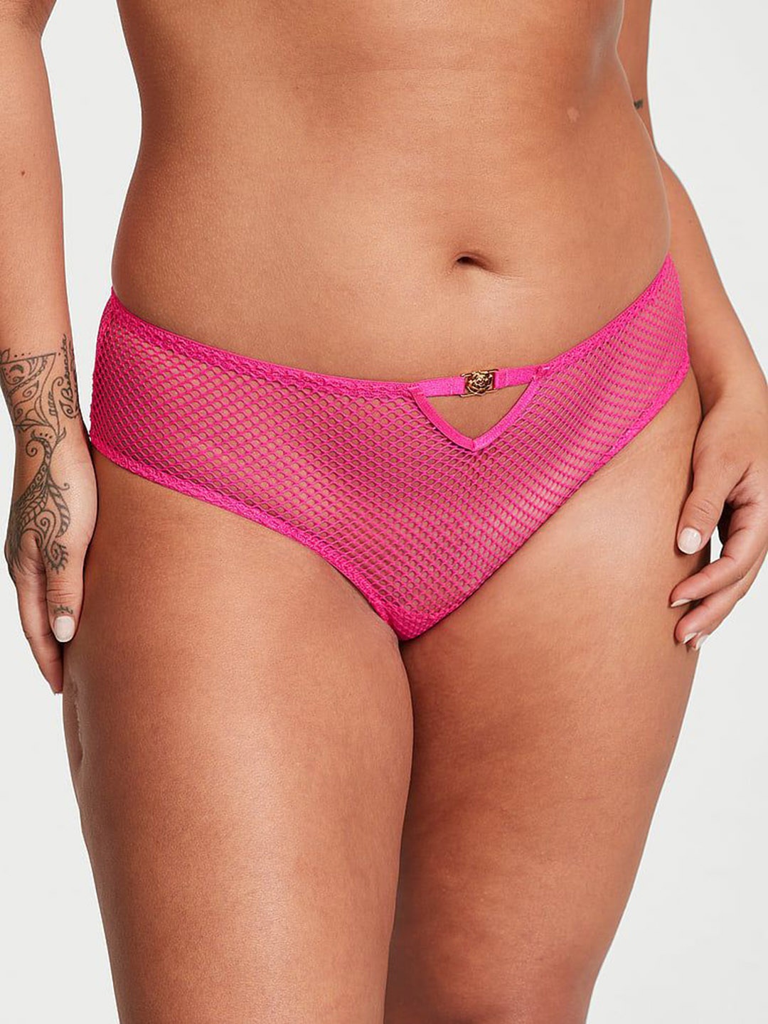 

Victoria's Secret Anti Microbial Open-Back Fishnet Cheeky Basic Brief-112305065TRG, Pink