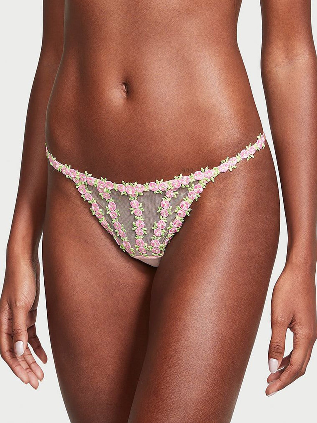 

Victoria's Secret Rosebud Embroidery String Lace Brief 112376374ZIQ, Pink