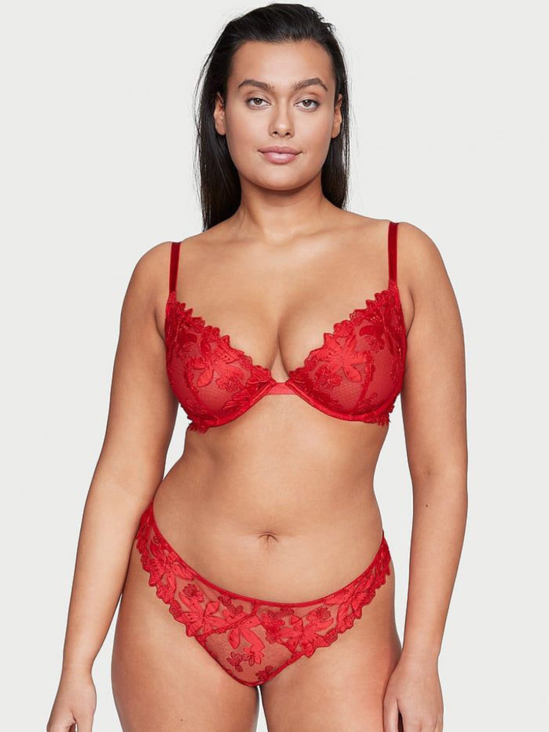

Victoria's Secret Embroidered Thongs Briefs 112202184SUO, Red