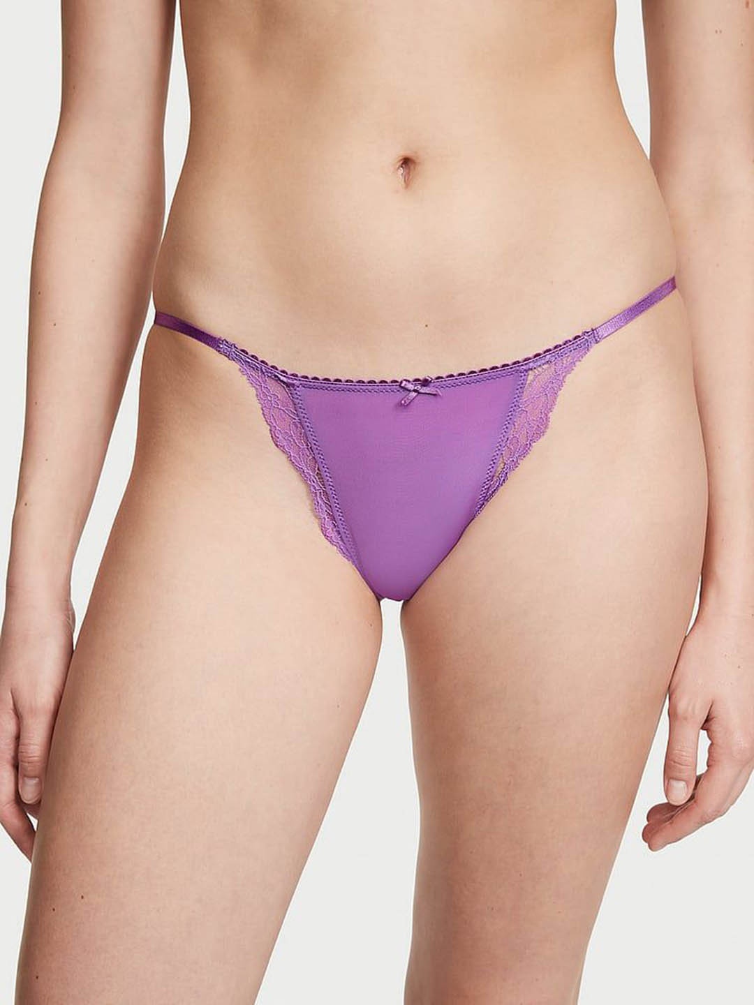 

Victoria's Secret Lace Mini String Bikini Panty 112299184JPQ, Purple