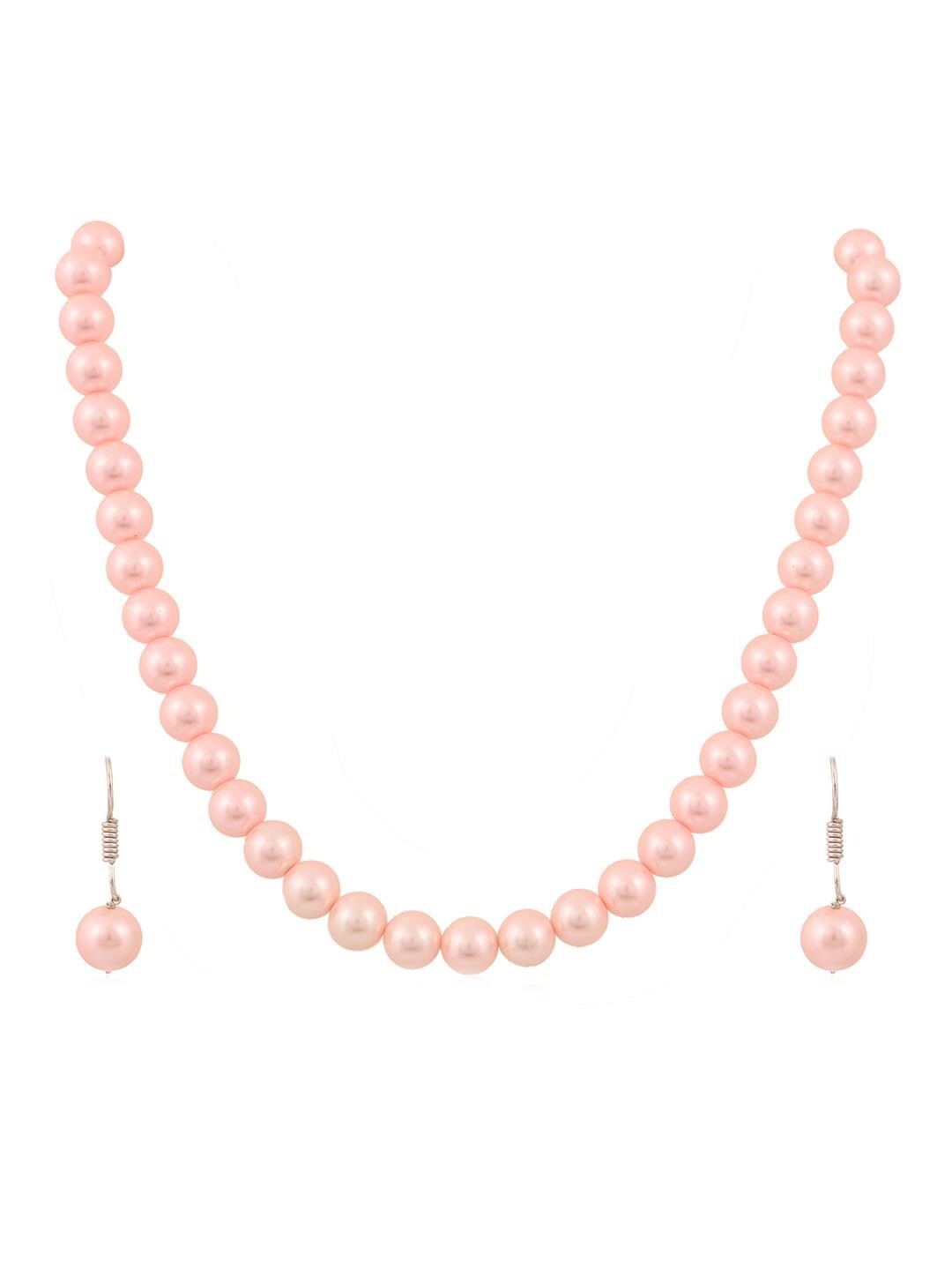 

RATNAVALI JEWELS Silver-Plated Beaded Necklace Set