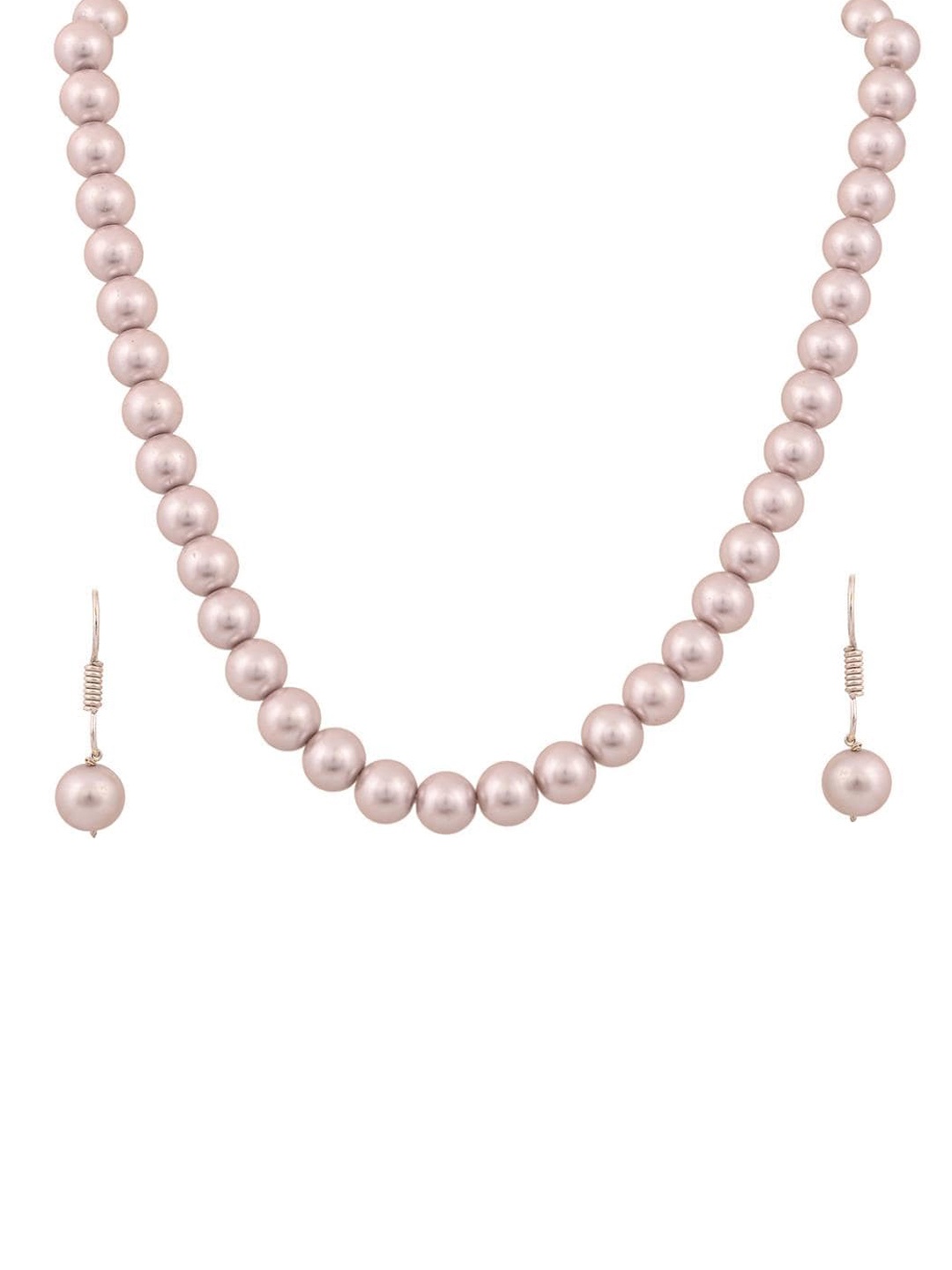 

RATNAVALI JEWELS Silver-Plated Beaded Necklace Set