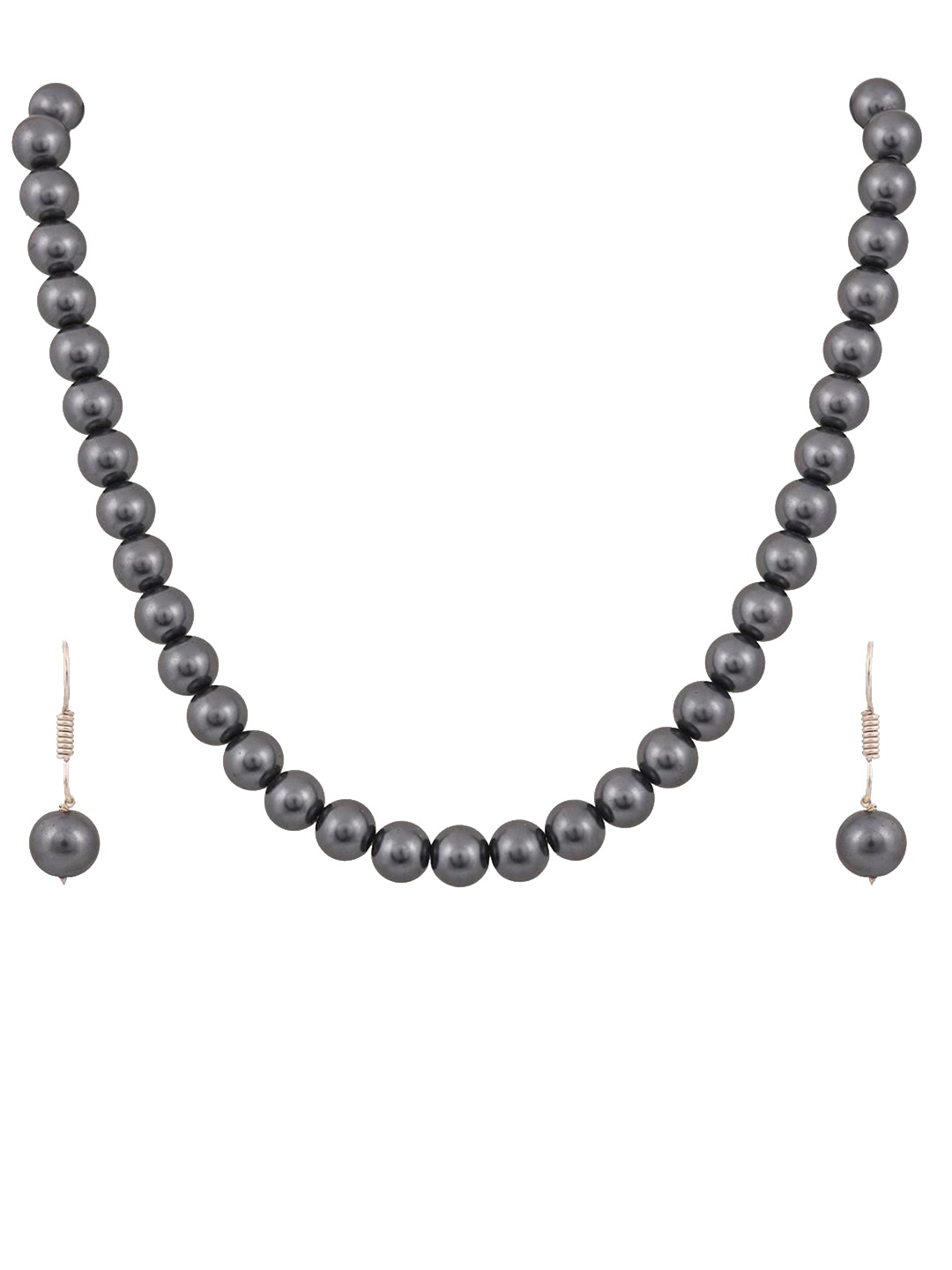 

RATNAVALI JEWELS Silver-Plated Beaded Necklace Set