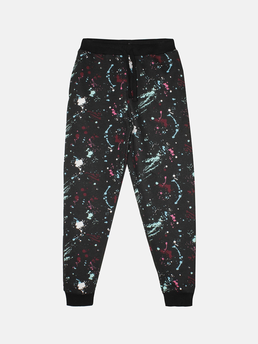 

KiddoPanti Boys Printed Regular Fit Fleece Joggers, Black