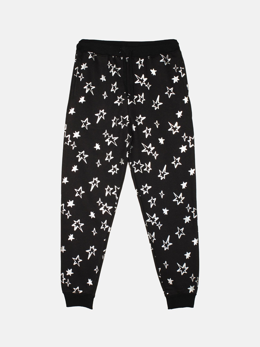

KiddoPanti Boys Printed Fleece Joggers Track Pants, Black