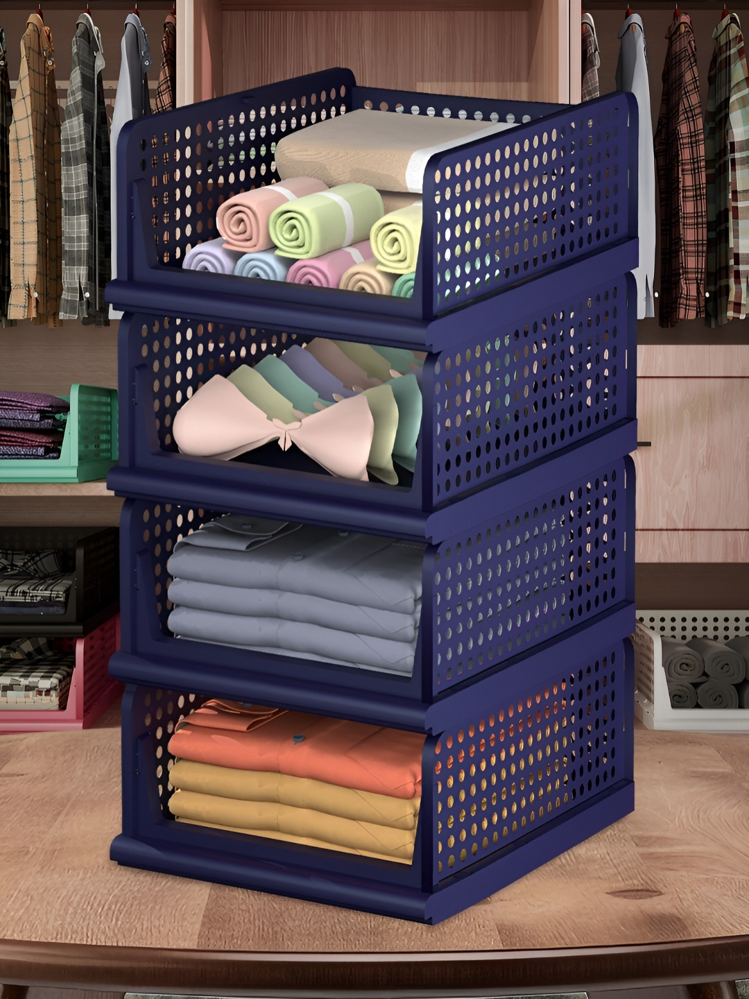 

Kuber Industries Blue 4 Pieces Regular Drawer Organiser