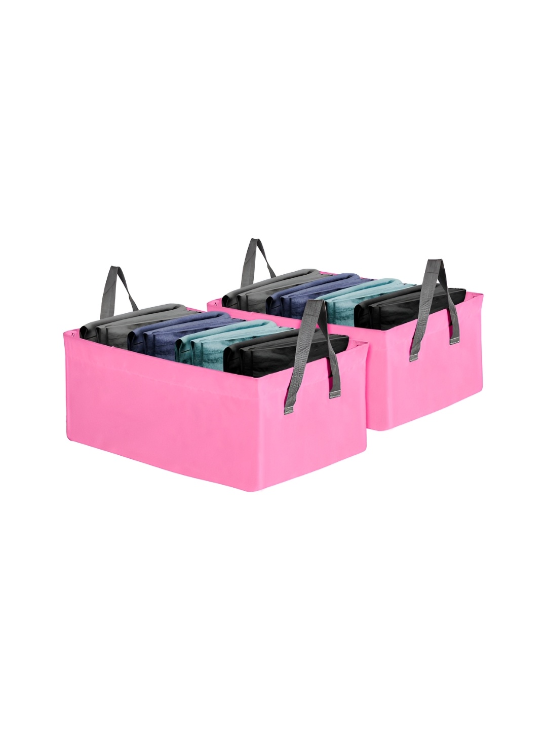 

Kuber Industries Pink 2 Pieces Drawer Organiser with Handles