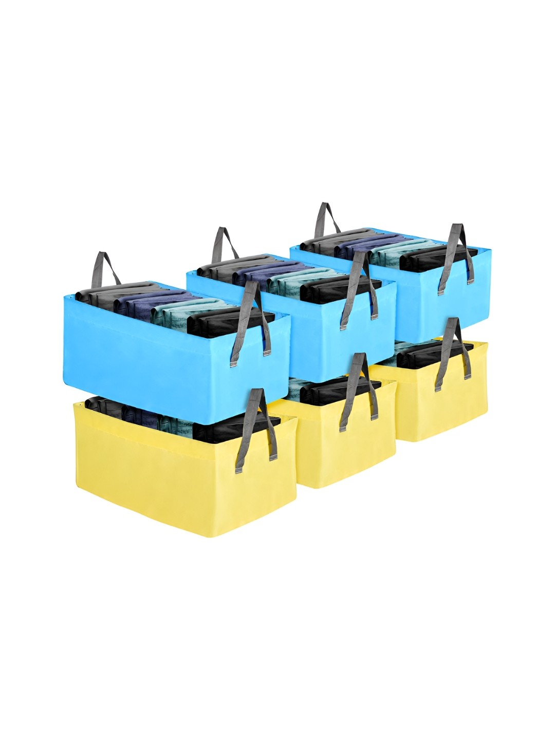 

Kuber Industries Blue & Yellow 6 Pieces Regular Drawer Organisers