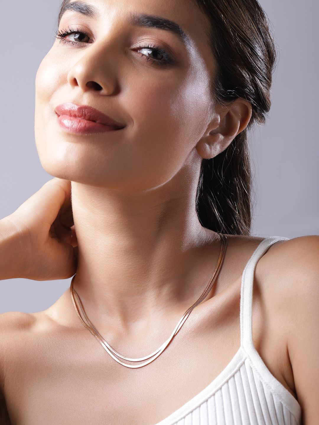 

Rubans Voguish 18k Rose Gold-Plated Stainless Steel Tarnish-Free Demi-Fine Necklace