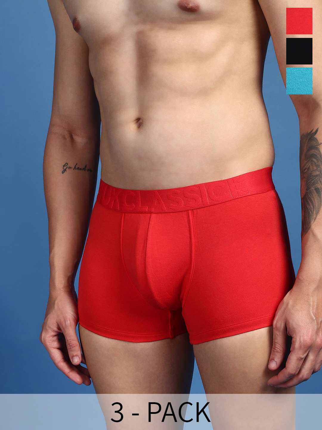 

ONN Pack Of 3 Assorted Combed Cotton TrunkONN_UK_31_AST1_3PC, Red