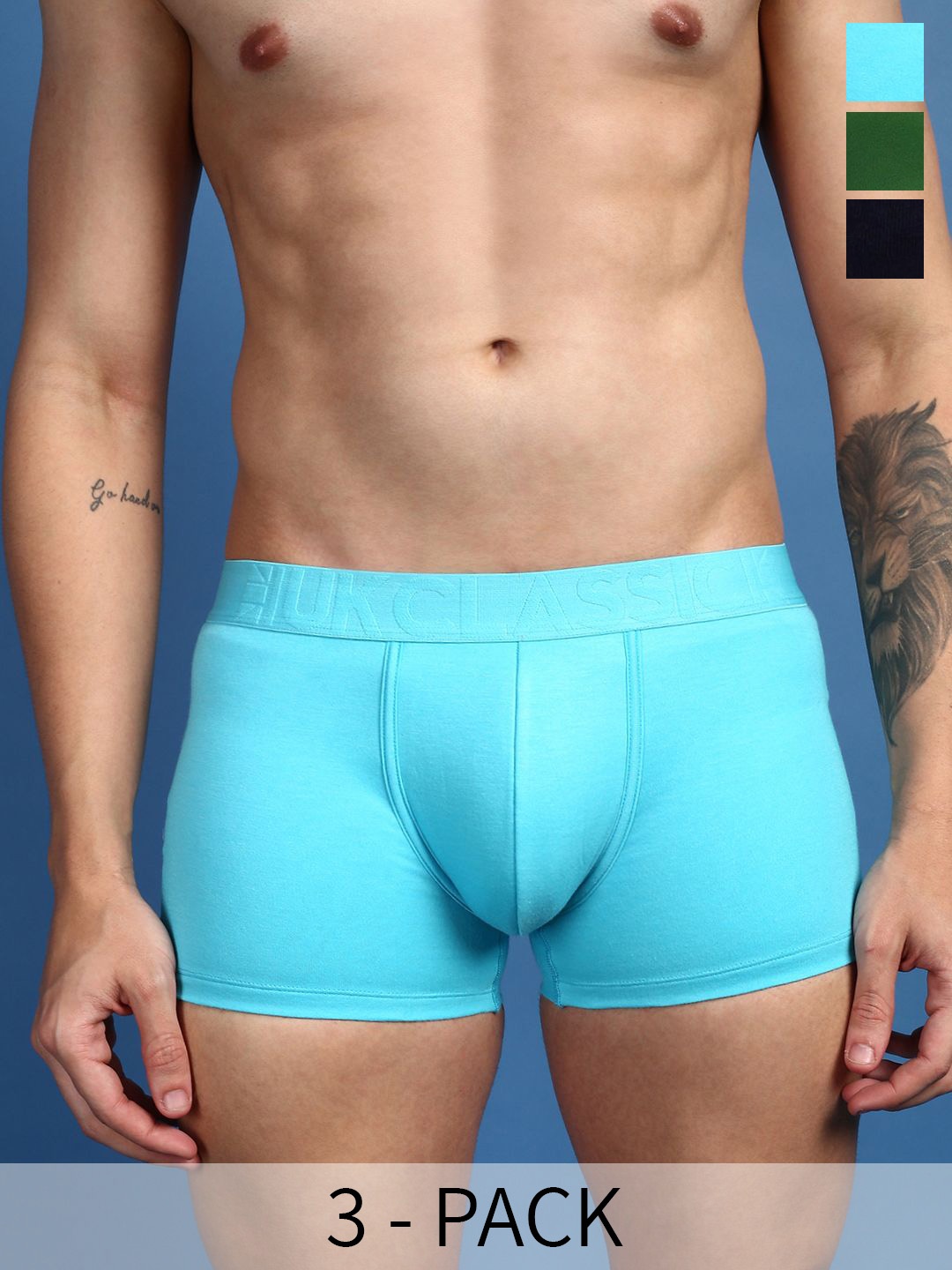 

ONN Pack Of 3 Assorted Combed Cotton TrunkONN_UK_31_AST4_3PC, Blue