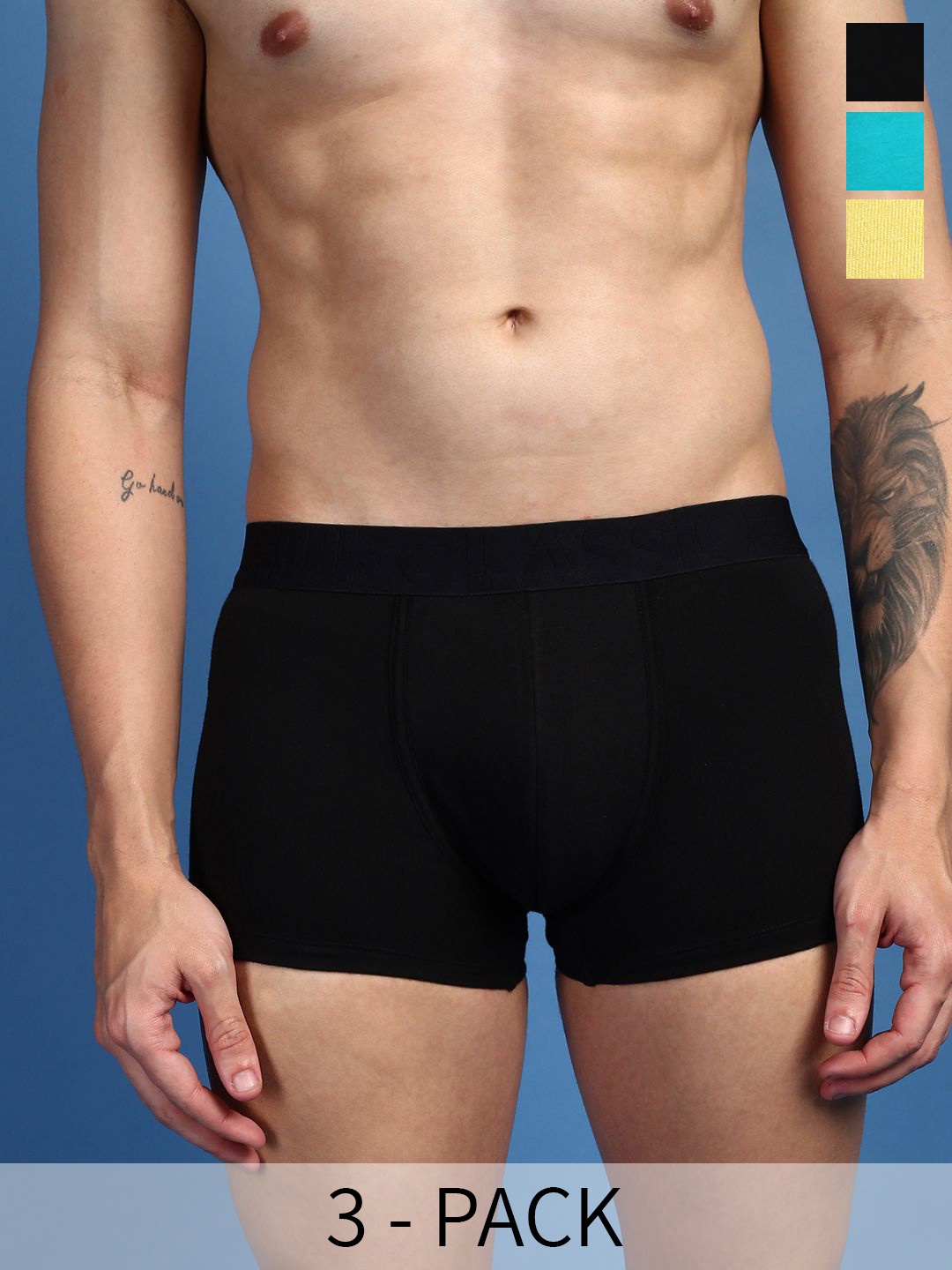 

ONN Pack Of 3 Assorted Combed Cotton TrunkONN_UK_31_AST5_3PC, Black