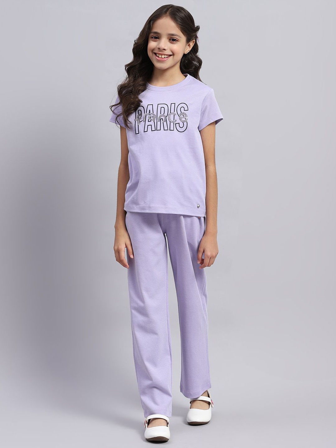 

Monte Carlo Girls Printed T-shirt with Pyjamas, Purple