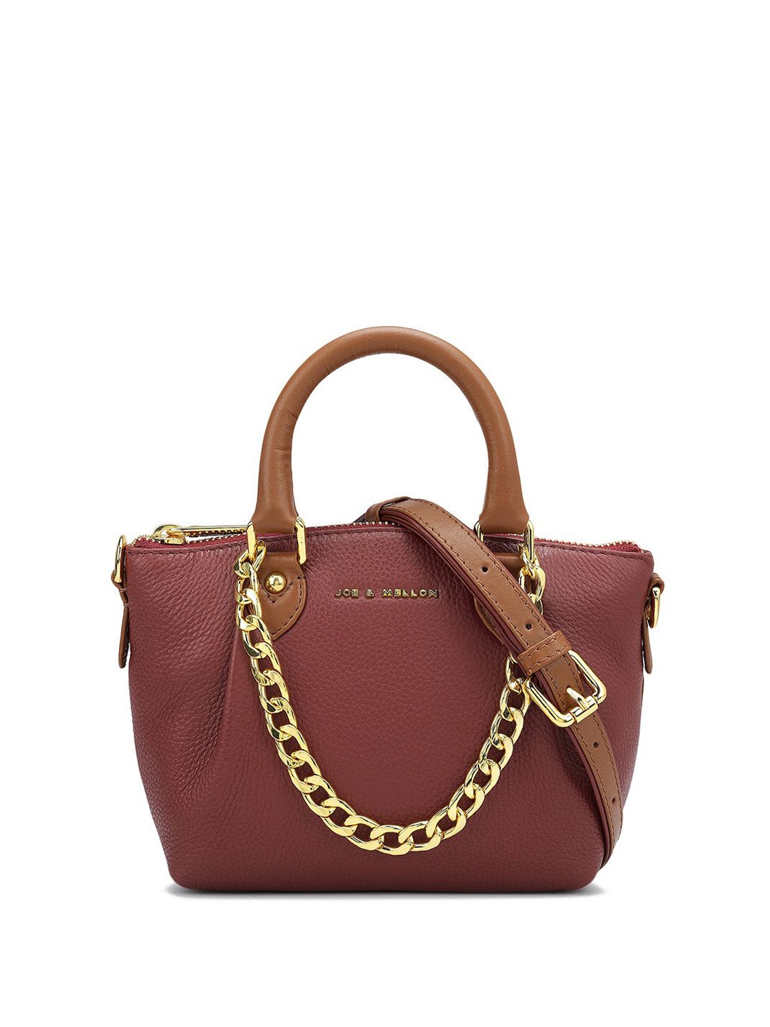 

Joe & Mellon Women Leather Structured Handheld Bag, Maroon