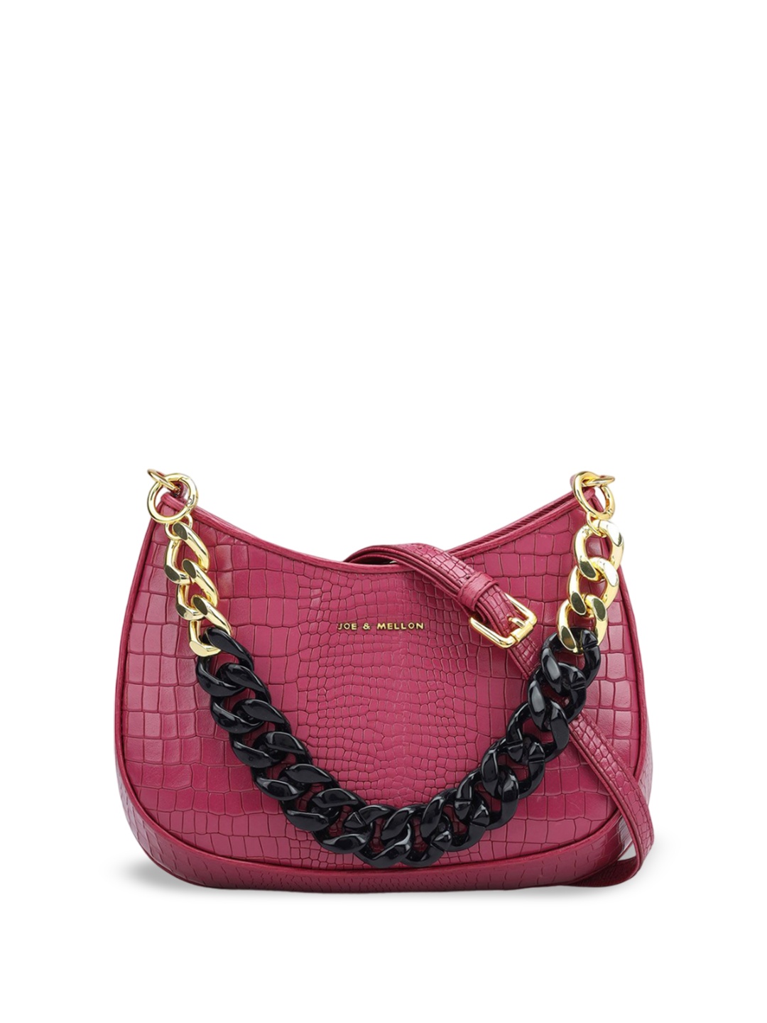 

Joe & Mellon Women Textured Leather Half Moon Sling Bag with Quilted, Purple