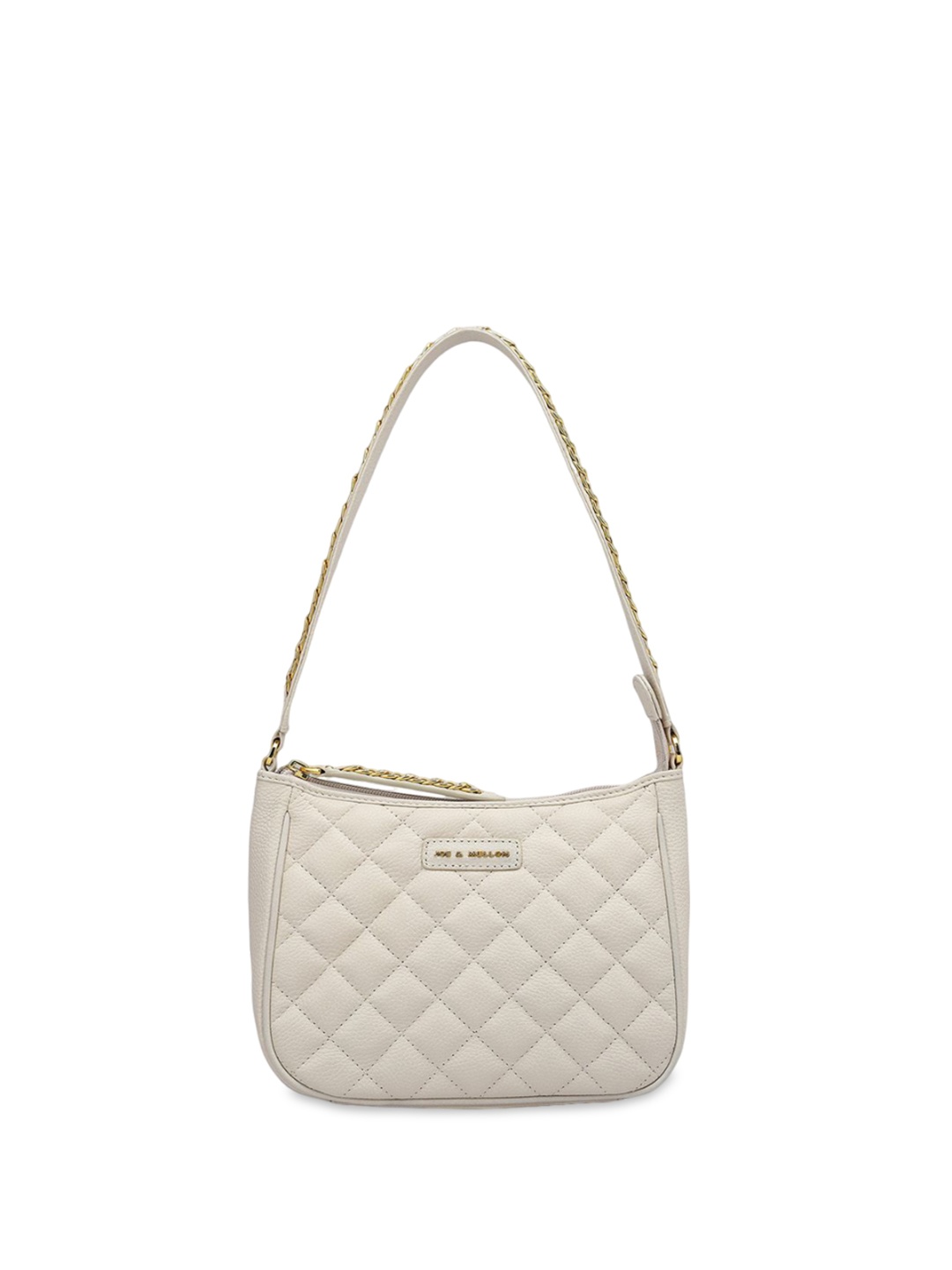 

Joe & Mellon Women Leather Structured Shoulder Bag with Quilted, White