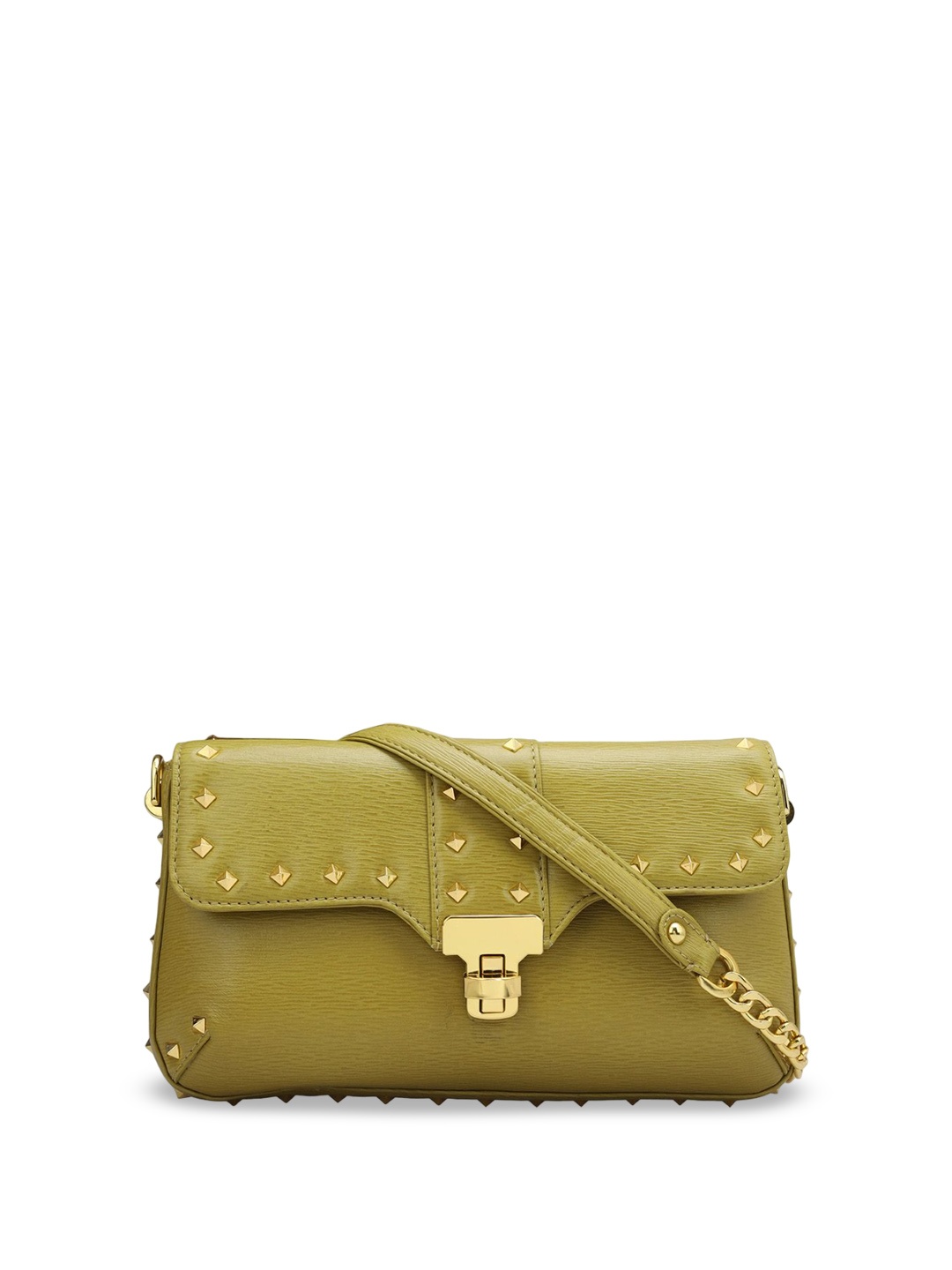 

Joe & Mellon Women Embellished Leather Structured Sling Bag, Green