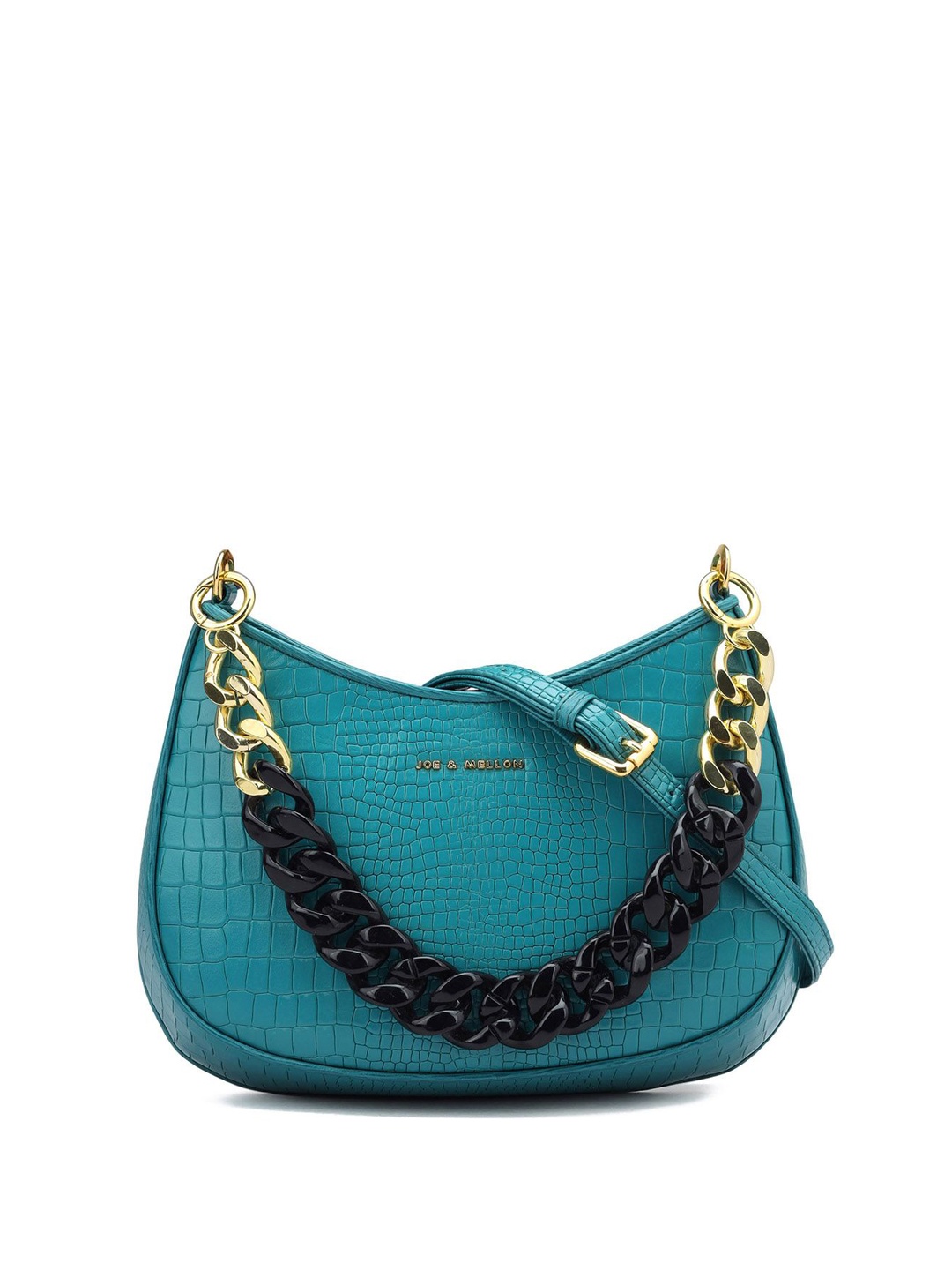 

Joe & Mellon Women Textured Leather Half Moon Sling Bag with Quilted, Teal