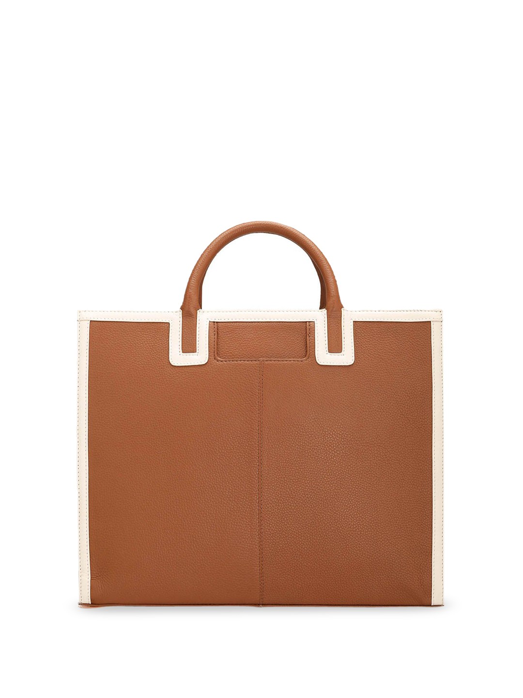 

Joe & Mellon Women Leather Oversized Structured Handheld Bag with Applique, Brown