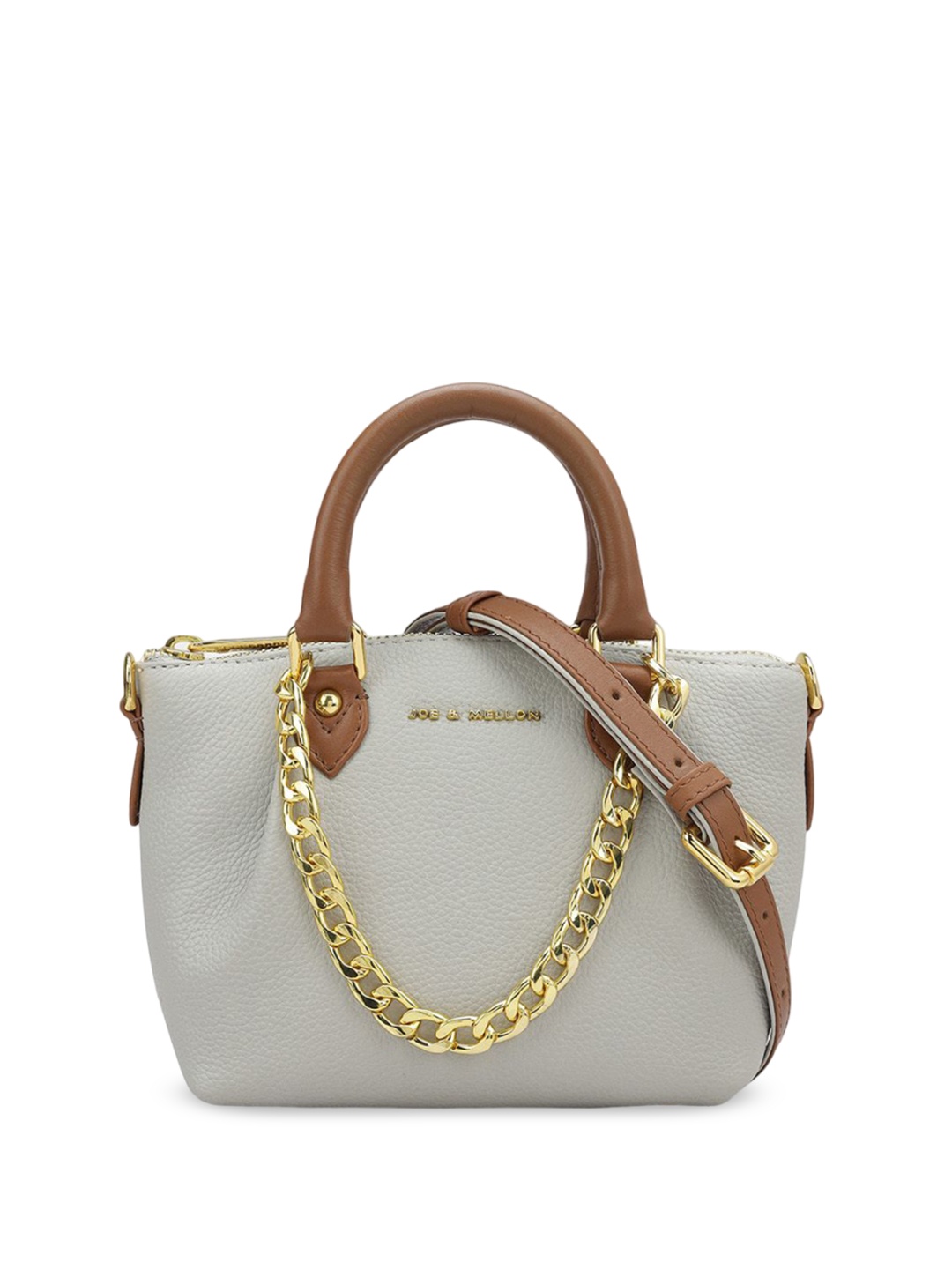 

Joe & Mellon Women Leather Structured Handheld Bag, Grey