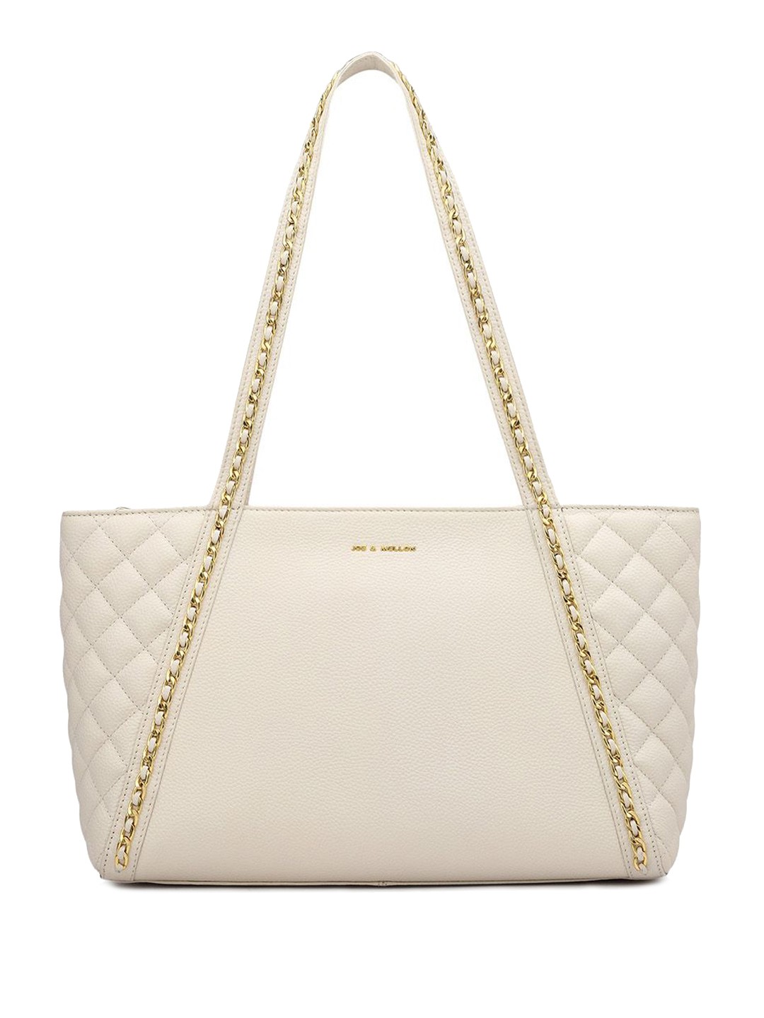 

Joe & Mellon Women Textured Leather Shopper Shoulder Bag with Quilted, White