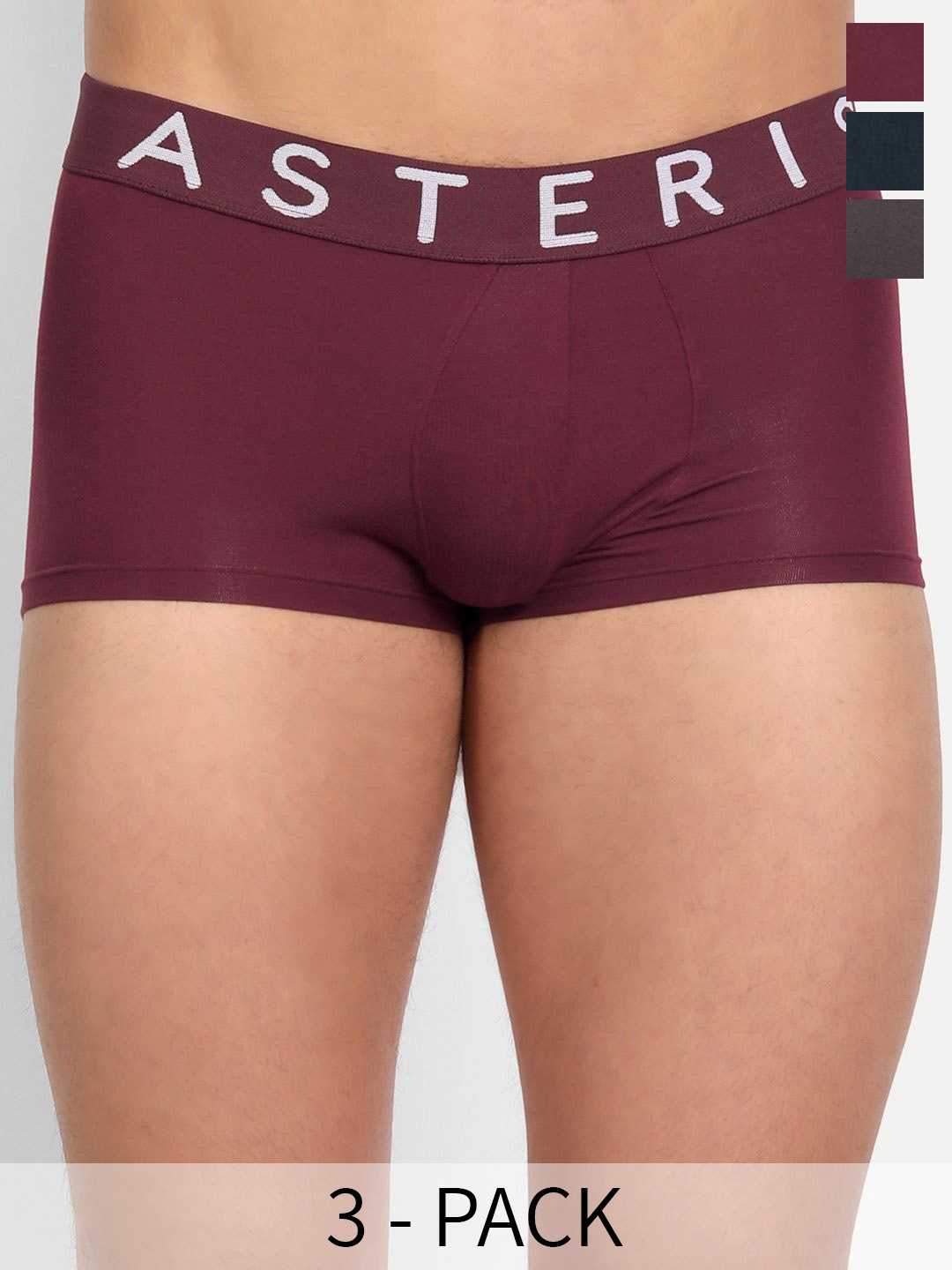 

Asterisk Pack Of 3 Breathability Trunks, Burgundy