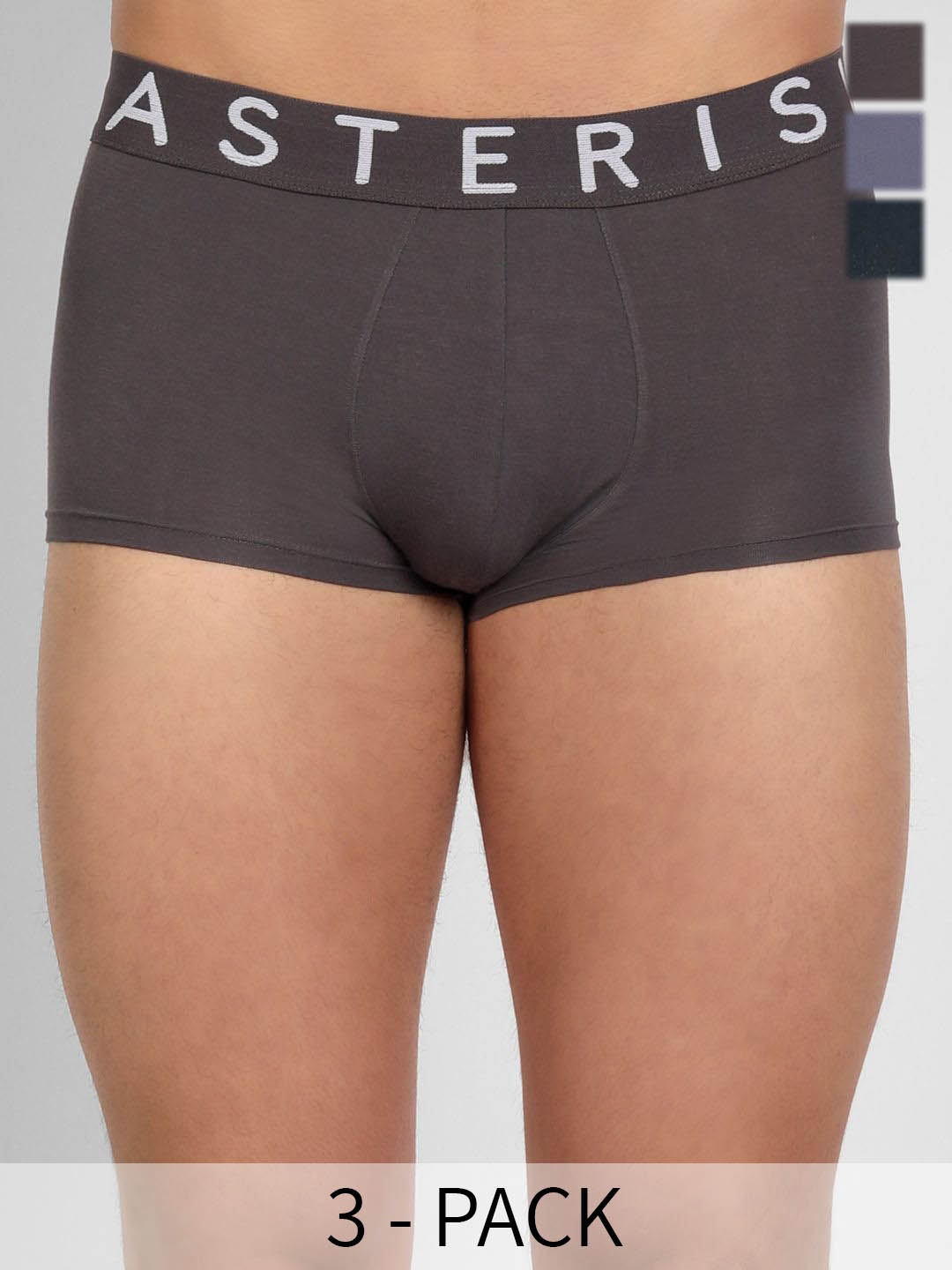 

Asterisk Pack Of 3 Anti-Microbial Trunks MTR-P3-04, Grey