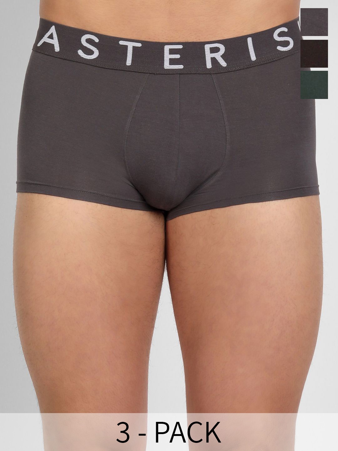 

Asterisk Pack of 3 Anti Microbial Trunks-MTR-P3-04, Black