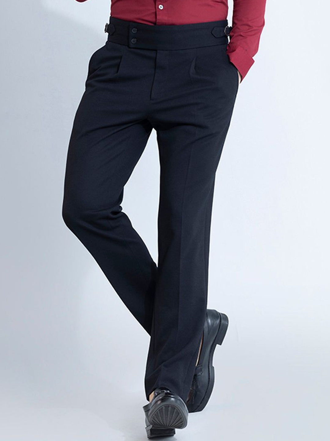 

Snitch Men Smart Slim Fit Chinos Trousers, Black