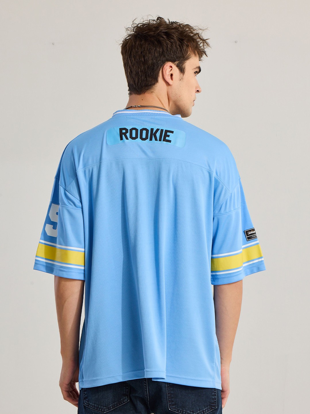 

Snitch Men Varsity Printed Oversized T-shirt, Blue