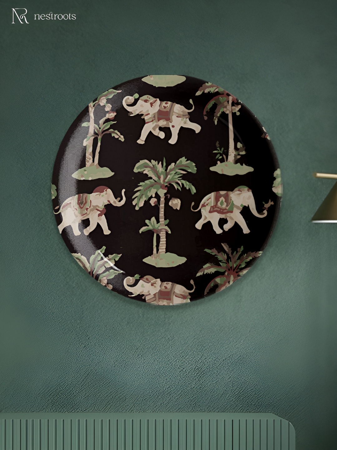 

nestroots Black & Beige Rajasthani Traditional Print Ceramic Wall Decor Plate
