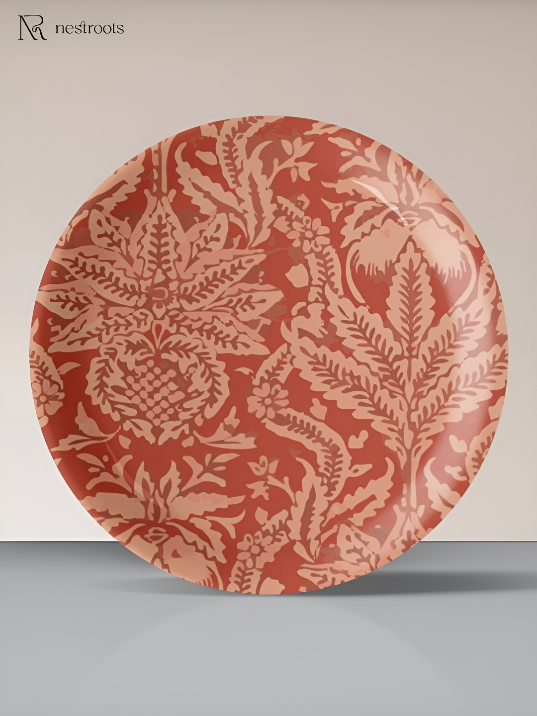 

nestroots Red & Beige Ethnic Floral Printed Porcelain Wall Plate
