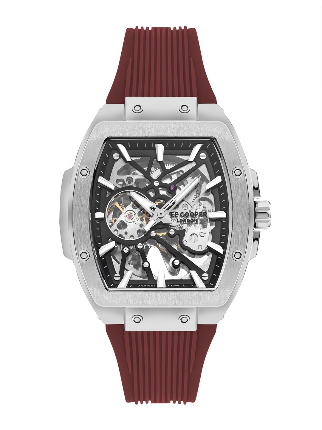 

Lee Cooper Men Brass Dial & Bracelet Style Straps Digital Automatic Motion Powered Watch LC07979.358, Silver