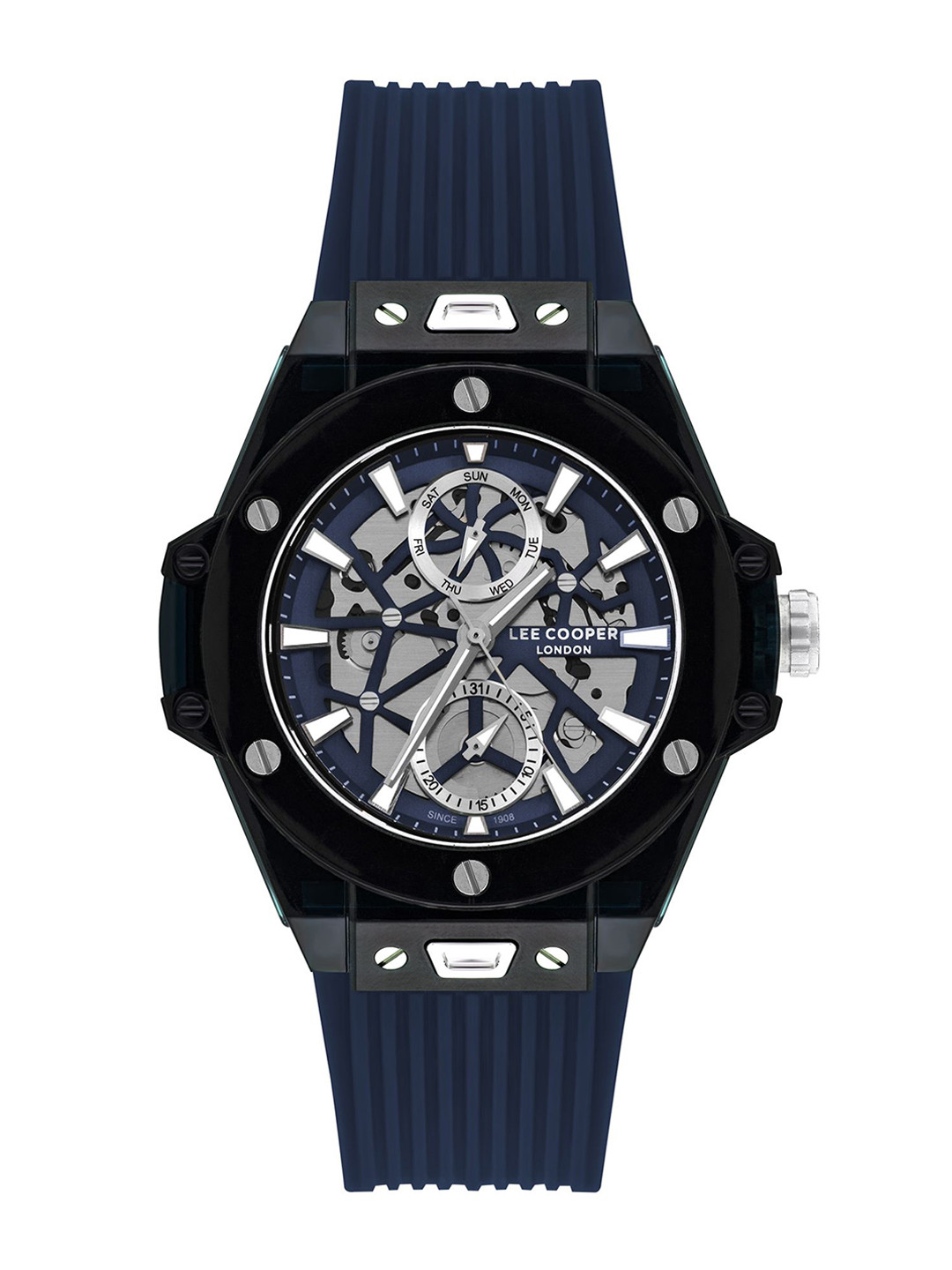

Lee Cooper Men Skeleton Dial & Analogue Multi Function Automatic Watch-LC07975.399, Blue