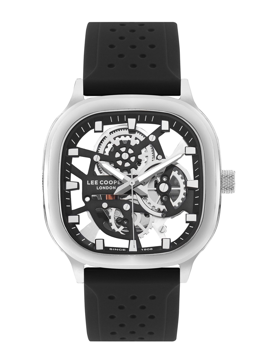 

Lee Cooper Men Brass Skeleton Dial Digital Watch LC07973.351, Silver