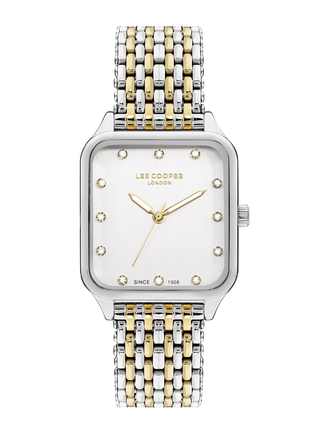 

Lee Cooper Women Brass Embellished Dial & Bracelet Style Straps Analogue Watch LC07957.230, Silver